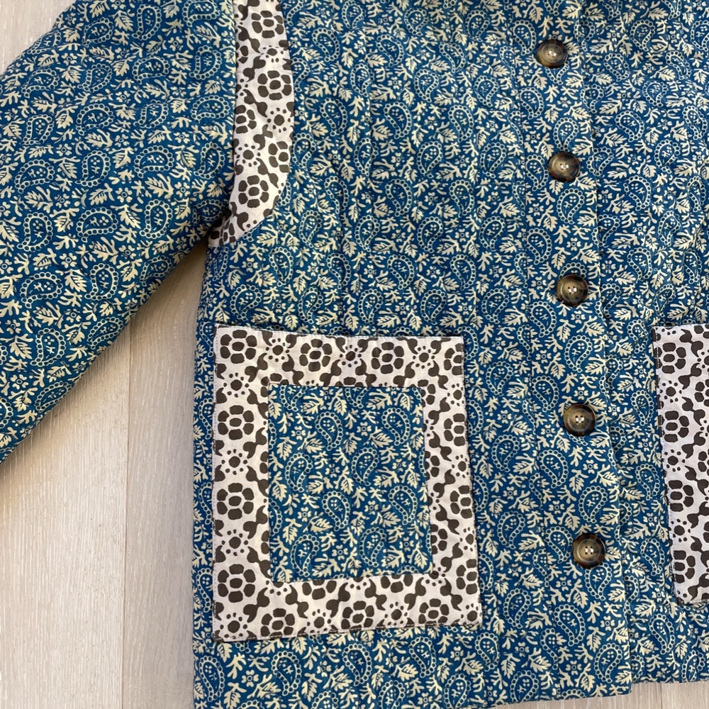 RHODE quilted patchwork blue jacket size S - image 7